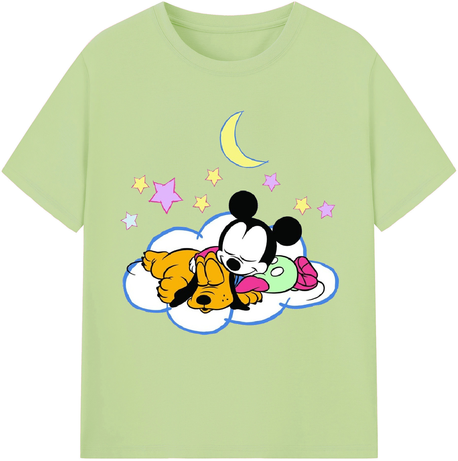 （画像用） ミッキーマウス Mickey Mouse 綿100％半袖Tシャツ（フロントプリント）